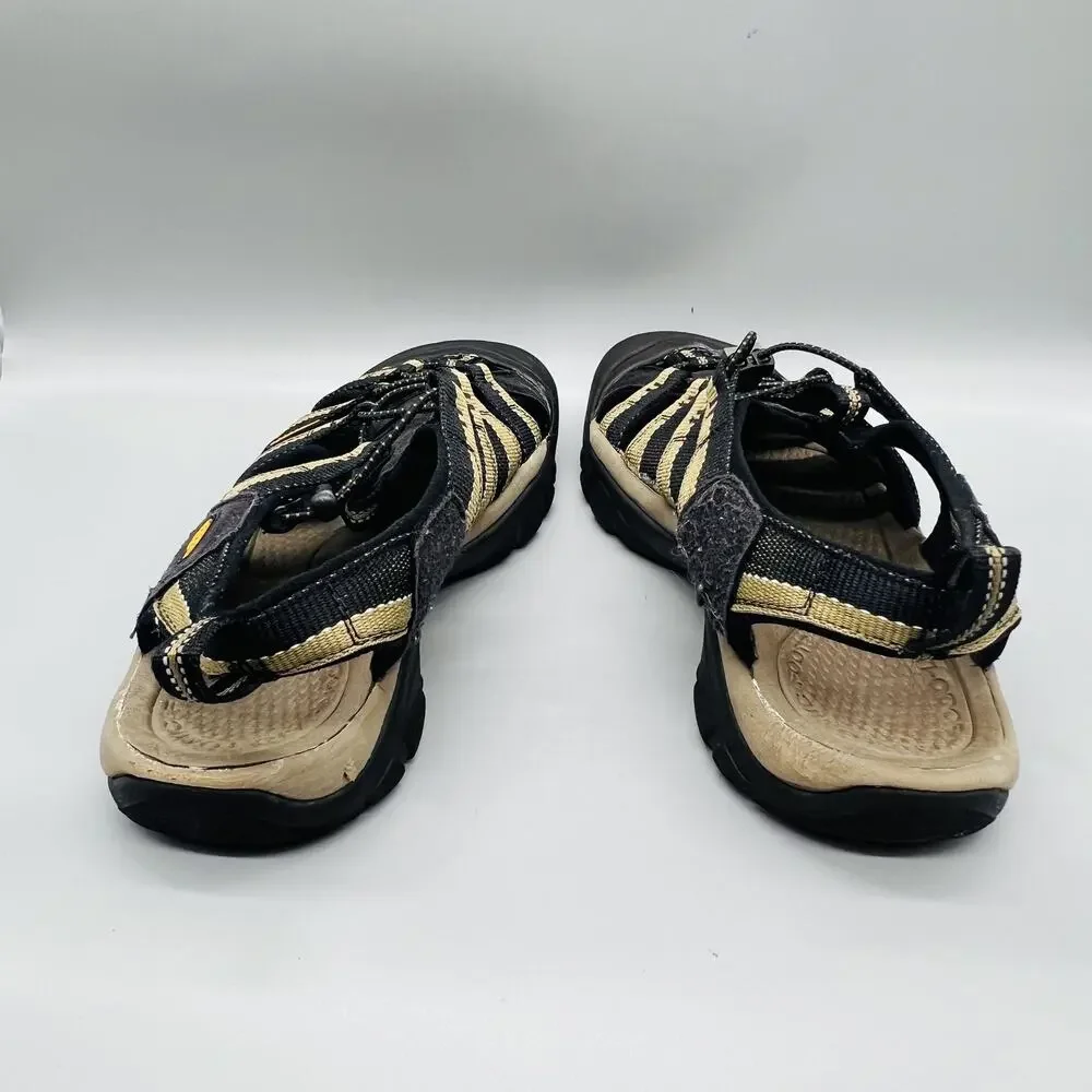 Keen Sandals Mens 9.5 Black Tan Closed Toe Water Hiking Sport Outdoor Shoes